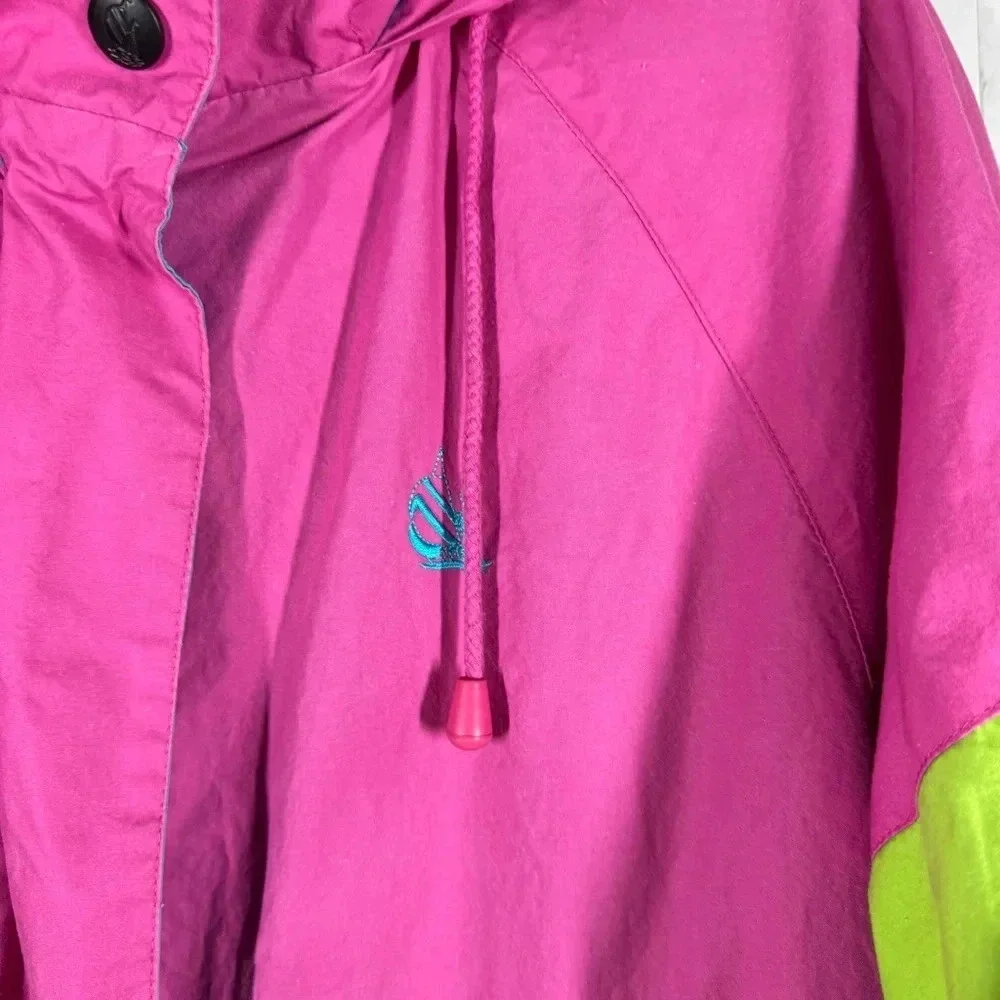 Vintage Nautical Color Block Neon Pink, Blue and Green Jacket Sz Small